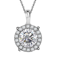 Moissanite 2.10 ctw Pendant Necklace 20 Inches in Rhodium Over Sterling Silver