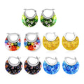 Set of 5 Multi Color Murano Style Basket Earrings in Stainless Steel with Lifetime Guarantee (Del. In 10-12 Days) - Sticky add to cart bar