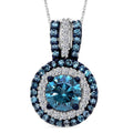 Luxuriant Lab Grown Blue Diamond (IR) and Lab Grown White Diamond SI 1.00 ctw Midnight Serenade Pendant Necklace in Rhodium Over Sterling Silver 20 Inches - Sticky add to cart bar