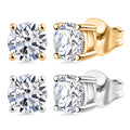 Set of 2 Luxuriant Lab Grown Diamond G-H SI 1.00 ctw Solitaire Stud Earrings in Vermeil YG and Platinum Over Sterling Silver - Sticky add to cart bar
