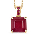 Premium Niassa Ruby (FF) 7.80 ctw Art Deco Pendant Necklace in 18K Vermeil Yellow Gold Over Sterling Silver 20 Inches - Sticky add to cart bar