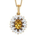 AAA Brazilian Heliodor and Multi Gemstone 2.30 ctw Snowflake Pendant Necklace in 18K Yellow Gold Vermeil Sterling Silver 20 Inches - Sticky add to cart bar