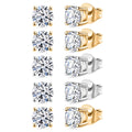 Set of 5 Luxuriant Lab Grown Diamond (G-H, SI) Solitaire Stud Earrings in Vermeil YG and Platinum Over Sterling Silver 2.50 ctw (Del. In 10-12 Days) - Sticky add to cart bar
