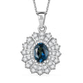 D'Joy Premium London Blue Topaz and White Zircon 2.40 ctw Ocean Star Pendant Necklace in Rhodium Over Sterling Silver 20 Inches - Sticky add to cart bar