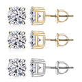 Set of 3, 14K Yellow and White Gold Luxuriant Lab Grown Diamond (G, SI1) Solitaire Stud Earrings 3.00 ctw (Del. In 10-12 Days) - Sticky add to cart bar