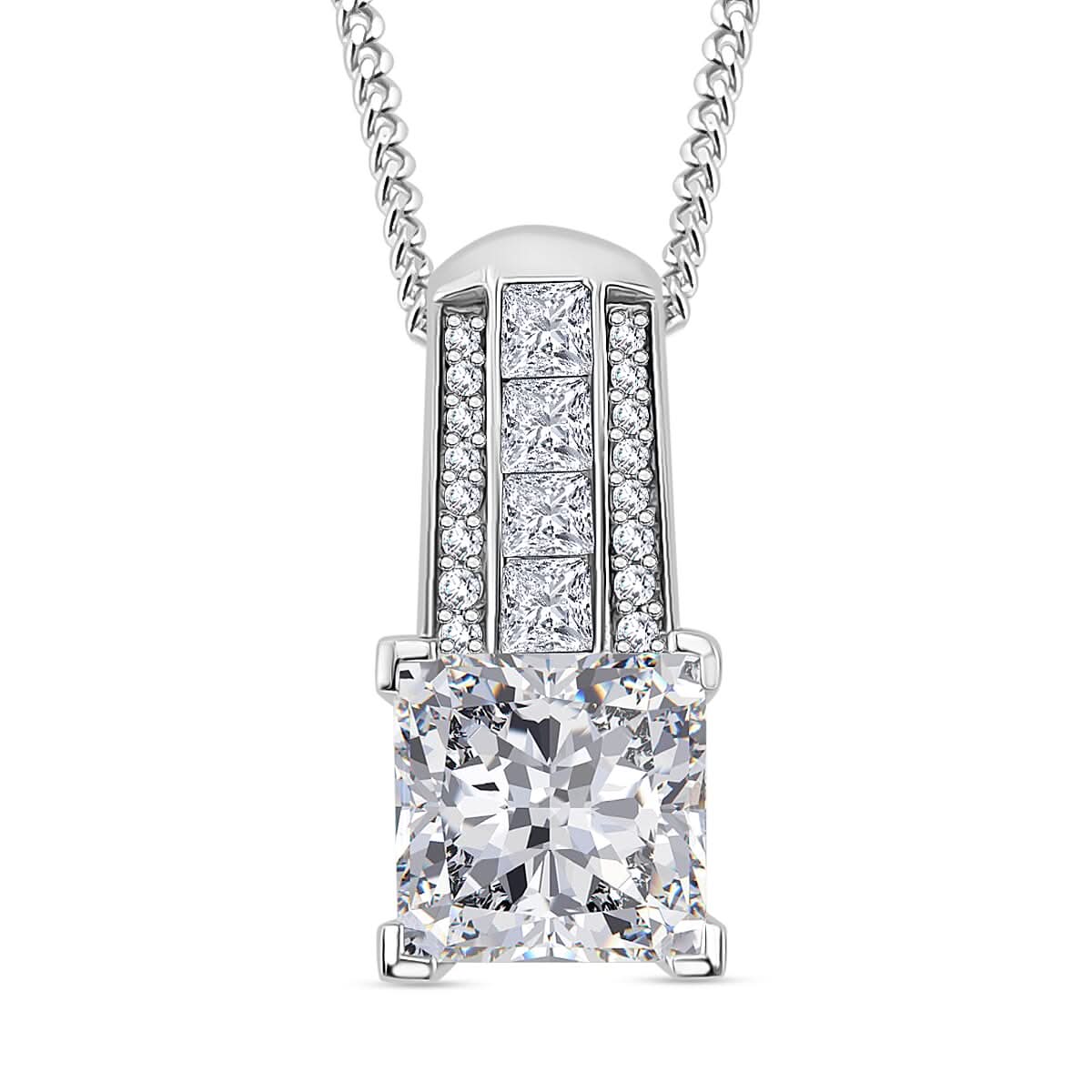 Squartuguese Cut Moissanite 2.20 ctw Bridge Pendant Necklace in Rhodium Over Sterling Silver 18 Inches