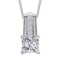 Squartuguese Cut Moissanite 2.20 ctw Bridge Pendant Necklace in Rhodium Over Sterling Silver 18 Inches