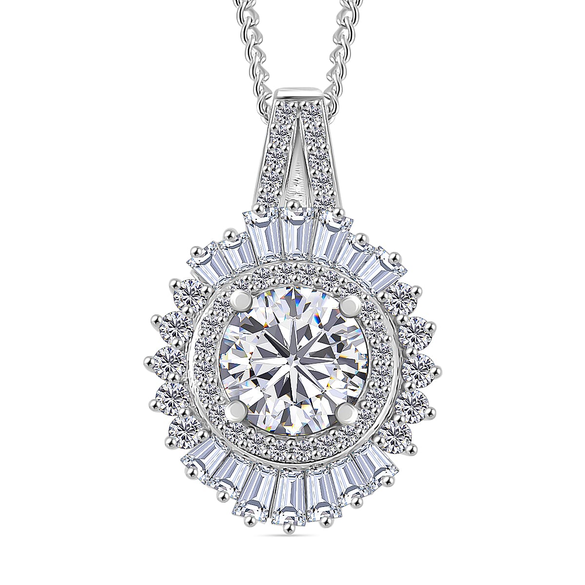 Heart & Arrow Cut Moissanite 1.60 ctw Pendant Necklace in Rhodium Over Sterling Silver 18 Inches