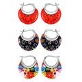 Set of 3 Red, Black and Multi Color Murano Style Basket Earrings in Stainless Steel with Lifetime Guarantee - Sticky add to cart bar