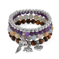 Set of 4 Multi Gemstone 245.00 ctw Bracelet with Heart, Wing and Elephant Charm in Silvertone (6.5-7In) - Sticky add to cart bar