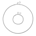 Rope Chain Bracelet (8-10In) and Necklace (24 Inches) in Stainless Steel - Sticky add to cart bar