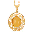Butterscotch Amber Oval Pendant Necklace in 14K Yellow Gold Over Sterling Silver 16 Inches - Sticky add to cart bar
