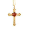 Baltic Amber Cross Pendant Necklace in 14K YG Over Sterling Silver 16 Inches - Sticky add to cart bar