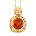 Baltic Amber Round Pendat Necklace in 14K Yellow Gold Over Sterling Silver 16 Inches - Sticky add to cart bar