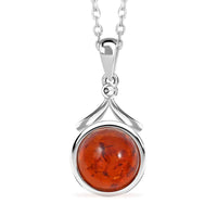 Baltic Amber Pendant Necklace in Sterling Silver 16 Inches