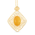 Butterscotch Amber Pendant Necklace in 14K Yellow Gold Over Sterling Silver 16 Inches - Sticky add to cart bar