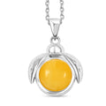 Butterscotch Amber Round Pendant Necklace in Sterling Silver 16 Inches - Sticky add to cart bar