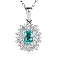 Certified & Appraised Rhapsody AAAA Paraiba Tourmaline and E-F VS2 Diamond 1.50 ctw Pendant Necklace in 950 Platinum 20 Inches 4.50 Grams
