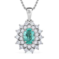Certified Rhapsody AAAA Paraiba Tourmaline, Diamond Pendant Necklace in 950 Platinum  2.00 ctw (20 Inches) with Free Paraiba Book