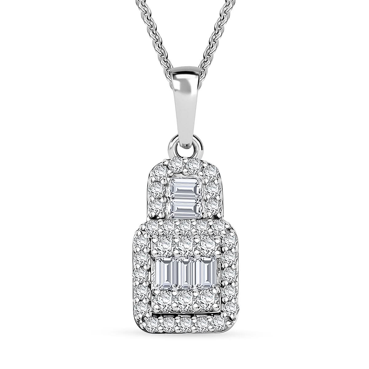 Diamond 0.50 ctw Pendant Necklace in Rhodium Over Sterling Silver 20 Inches