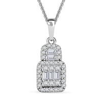Diamond 0.50 ctw Pendant Necklace in Rhodium Over Sterling Silver 20 Inches