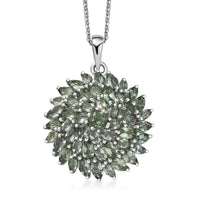 D'Joy Malagasy Pine Apatite 6.50 ctw Flower Pendant Necklaace in Rhodium Over Sterling Silver 20 Inches