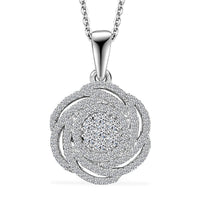 Luxuriant Lab Grown Diamond G-H SI 1.00 ctw Spiral Pendant Necklace in Rhodium Over Sterling Silver 20 Inches