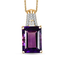 AAA Lusaka Amethyst and Moissanite 7.90 ctw Majestic Pendant Necklace in 18K Vermeil Yellow Gold Over Sterling Silver 20 Inches - Sticky add to cart bar