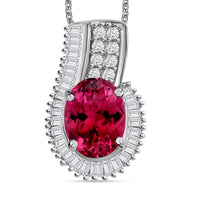 Luxoro AAA Ouro Fino Rubellite and Diamond Pendant Necklace in 14K White Gold (20 Inches) 1.61 ctw