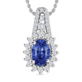 Luxoro AAA Ceylon Blue Sapphire and G-H I2 Diamond Pendant Necklace in 14K White Gold 20 Inches 1.31 ctw - Sticky add to cart bar