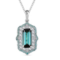 Certified & Appraised Rhapsody AAAA Monte Belo Indicolite, Paraiba Tourmaline and Diamond E-F VS2 3.50 ctw Pendant Necklace in 950 Platinum 20 inches 7.00 Grams - Sticky add to cart bar