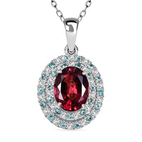 Certified & Appraised Rhapsody AAAA Ouro Fino Rubellite, Paraiba Tourmaline and E-F VS2 Diamond 2.51 ctw Pendant Necklace in 950 Platinum 20 Inches 3.60 Grams