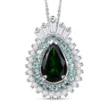 Certified & Appraised Rhapsody AAAA Tsavorite Garnet, Paraiba Tourmaline and Diamond E-F VS2 1.80 ctw Pendant Necklace in 950 Platinum 20 Inches - Sticky add to cart bar
