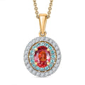 Luxoro AAAA Padparadscha Sapphire, Paraiba Tourmaline and Diamond Pendant Necklace in 14K Yellow Gold 1.65 ctw  (20 Inches) - Sticky add to cart bar