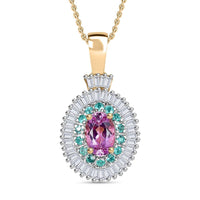 Certified & Appraised Luxoro AAA Imperial Topaz, Paraiba Tourmaline and G-H I2 Diamond 1.00 ctw Pendant Necklace in 10K Rose Gold 20 Inches
