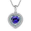 Certified & Appraised Rhapsody AAAA Tanzanite, Paraiba Tourmaline and E-F VS2 Diamond 2.20 ctw Heart Pendant Necklace in 950 Platinum 20 Inches 4.15 Grams - Sticky add to cart bar