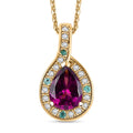 AAA Radiant Ember Garnet, AAA Paraiba Tourmaline and Diamond 1.70 ctw Dewdrop Pendant Necklace in 18K Vermeil Yellow Gold Over Sterling Silver 20 Inches - Sticky add to cart bar