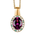 AAA Radiant Ember Garnet, AAA Paraiba Tourmaline and Diamond 1.80 ctw Dewdrop Pendant Necklace in 18K Vermeil Yellow Gold Over Sterling Silver 20 Inches - Sticky add to cart bar