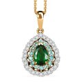 Certified & Appraised Luxoro AAA Tsavorite Garnet, AAAA Paraiba Tourmaline and Diamond E-F I2 1.80 ctw Pendant Necklace in 14K Yellow Gold 20 Inches - Sticky add to cart bar