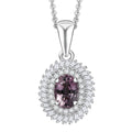 Royal Lavender Spinel and Diamond 1.15 ctw Floral Pendant Necklace in Rhodium Over Sterling Silver 20 Inches - Sticky add to cart bar