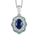 Certified & Appraised Rhapsody 950 Platinum AAAA Ceylon Blue Sapphire, Paraiba Tourmaline and E-F VS Diamond 1.50 ctw Pendant Necklace 20 Inches - Sticky add to cart bar