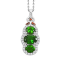 D'Joy Chrome Diopside, Brown and White Zircon 2.40 ctw Pendant Necklace in Rhodium Over Sterling Silver 20 Inches - Sticky add to cart bar