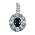 Certified & Appraised Rhapsody AAAA Ceylon Blue Sapphire, AAAA Paraiba Tourmaline and E-F VS Diamond 1.91 ctw Pendant Necklace in 950 Platinum 20 Inches 5.50 Grams - Sticky add to cart bar
