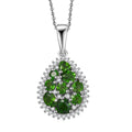 D'Joy Chrome Diopside and White Zircon 1.80 ctw Pendant Necklace in Rhodium Over Sterling Silver 20 Inches - Sticky add to cart bar