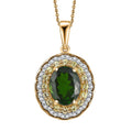 Chrome Diopside and Multi Gemstone 3.50 ctw Blooming Pendant Necklace in 18K Vermeil Yellow Gold Over Sterling Silver 20 Inches - Sticky add to cart bar