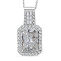 D'Joy Radiant Cut Moissanite 4.65 ctw Art Deco Pendant Necklace in Rhodium Over Sterling Silver 20 Inches - Sticky add to cart bar
