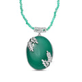 Karis Verde Onyx 124.20 ctw Flower and Leaves Pendant Necklace 20 Inches in Platinum Bond - Sticky add to cart bar