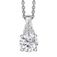 D'Joy Lab Created White Sapphire 1.15 ctw Pendant in Sterling Silver with Stainless Steel Necklace 20 Inches