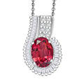 Premium Ouro Fino Rubellite, White Diamond Pendant Necklace (20 Inches) in Rhodium Over Sterling Silver 1.70 ctw - Sticky add to cart bar