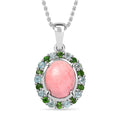 Karis Oregon Peach Opal and Multi Gemstone 2.35 ctw Blooming Pendant in Platinum Bond with Stainless Steel Necklace 20 Inches - Sticky add to cart bar